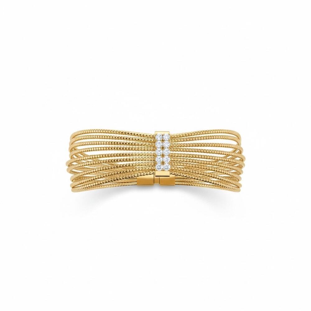Anne Klein Gold Tone Multi Row Crystal Cuff Bracelet - Picture 2 of 4
